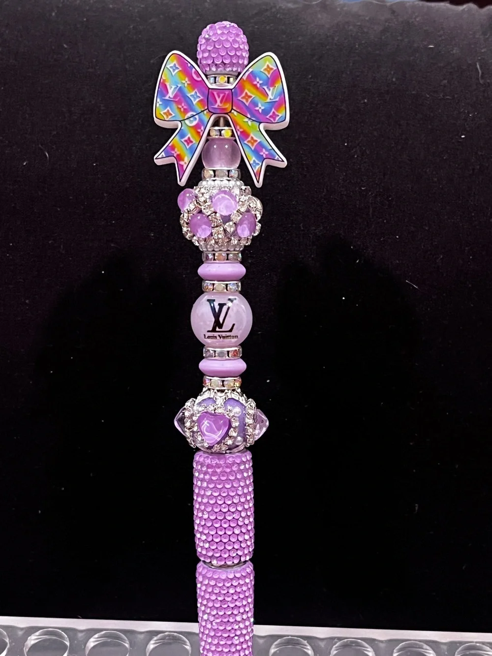 Designer inspired silicone Bow focal fancy beaded pen